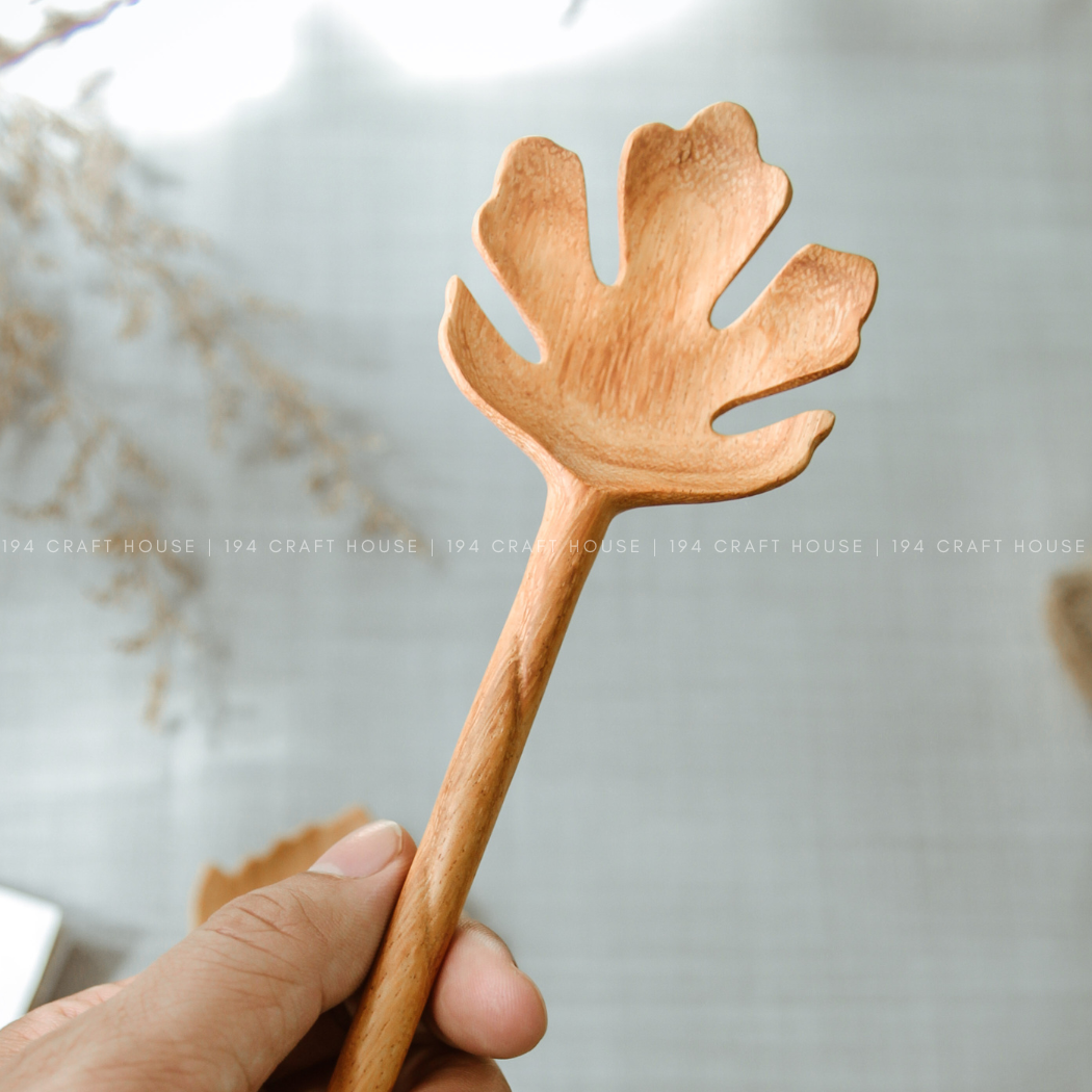 194 Craft House - Venta al por mayor Utensilio para servir - Servidores de madera para ensaladas con forma de hoja, 10 pulgadas, utensilio para servir4