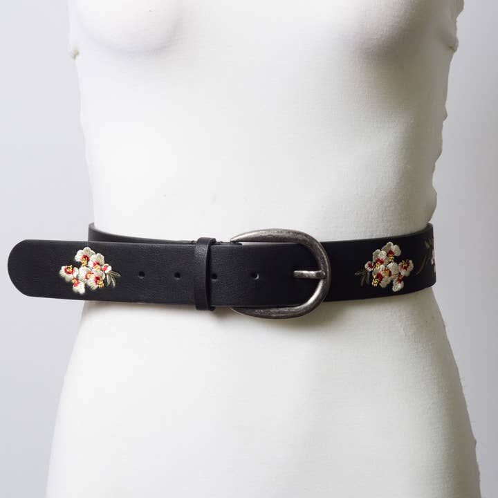 Leto Accessories - Wholesale Belt - Women's - Hibiscus Embroidered Bohemian Belt