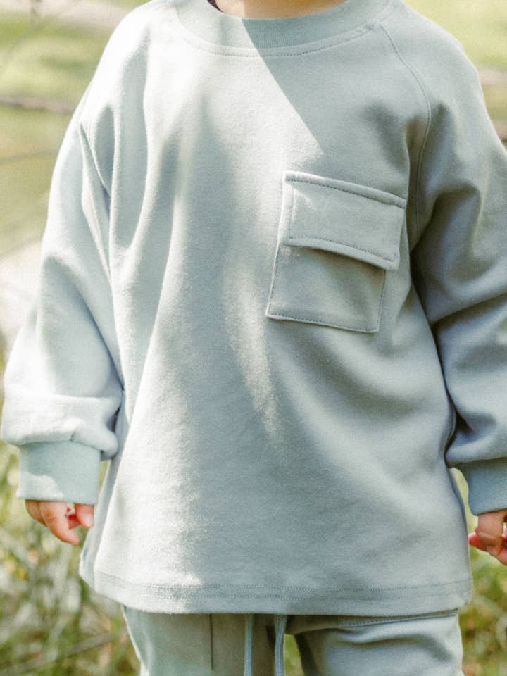 Raglan Playwear Set in Dusty Blue for wholesale on Faire6