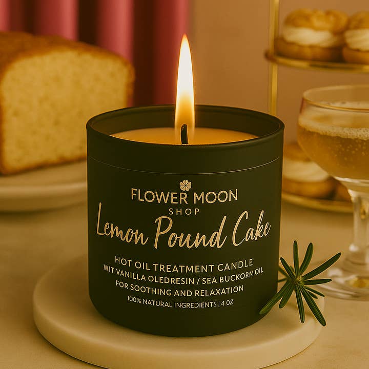 Bougie de traitement capillaire à l'huile chaude au gâteau au citron pour la vente par Flower Moon Shop