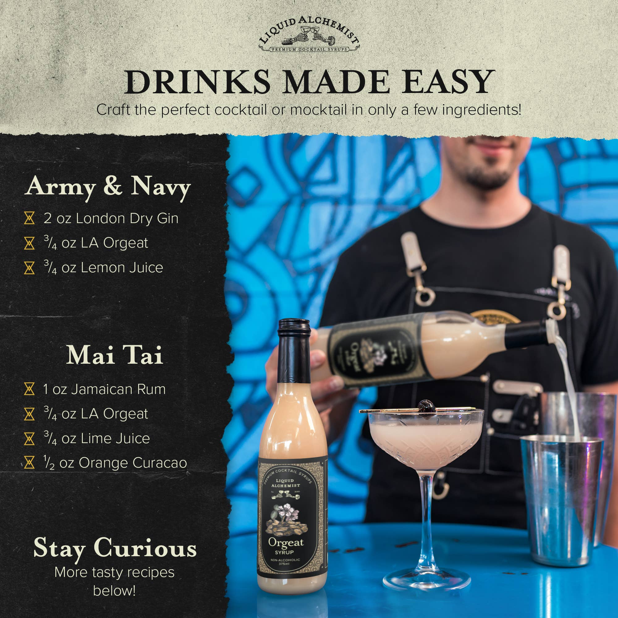 Liquid Alchemist Syrups - Wholesale Cocktail Mix/Syrup - Almond Orgeat Cocktail Syrup2