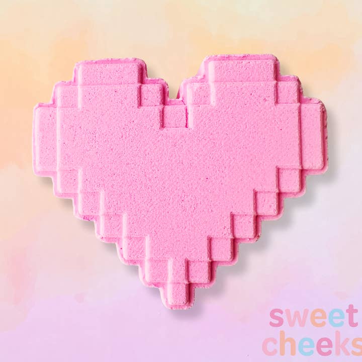 Pixel Heart Bath Bomb for wholesale by SweetCheeks Bath Treats