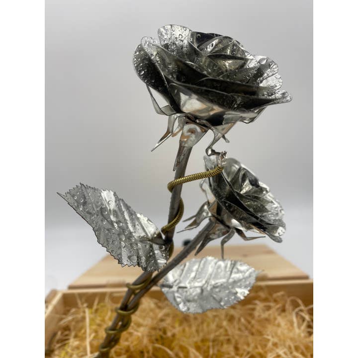 Steelamore dubbele stalen roos met lange steel voor wholesale door Steelamore