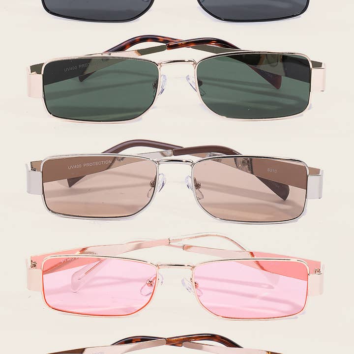 Thin Metal Rectangle Frame Sunglasses Set for wholesale by Anarchy Street
