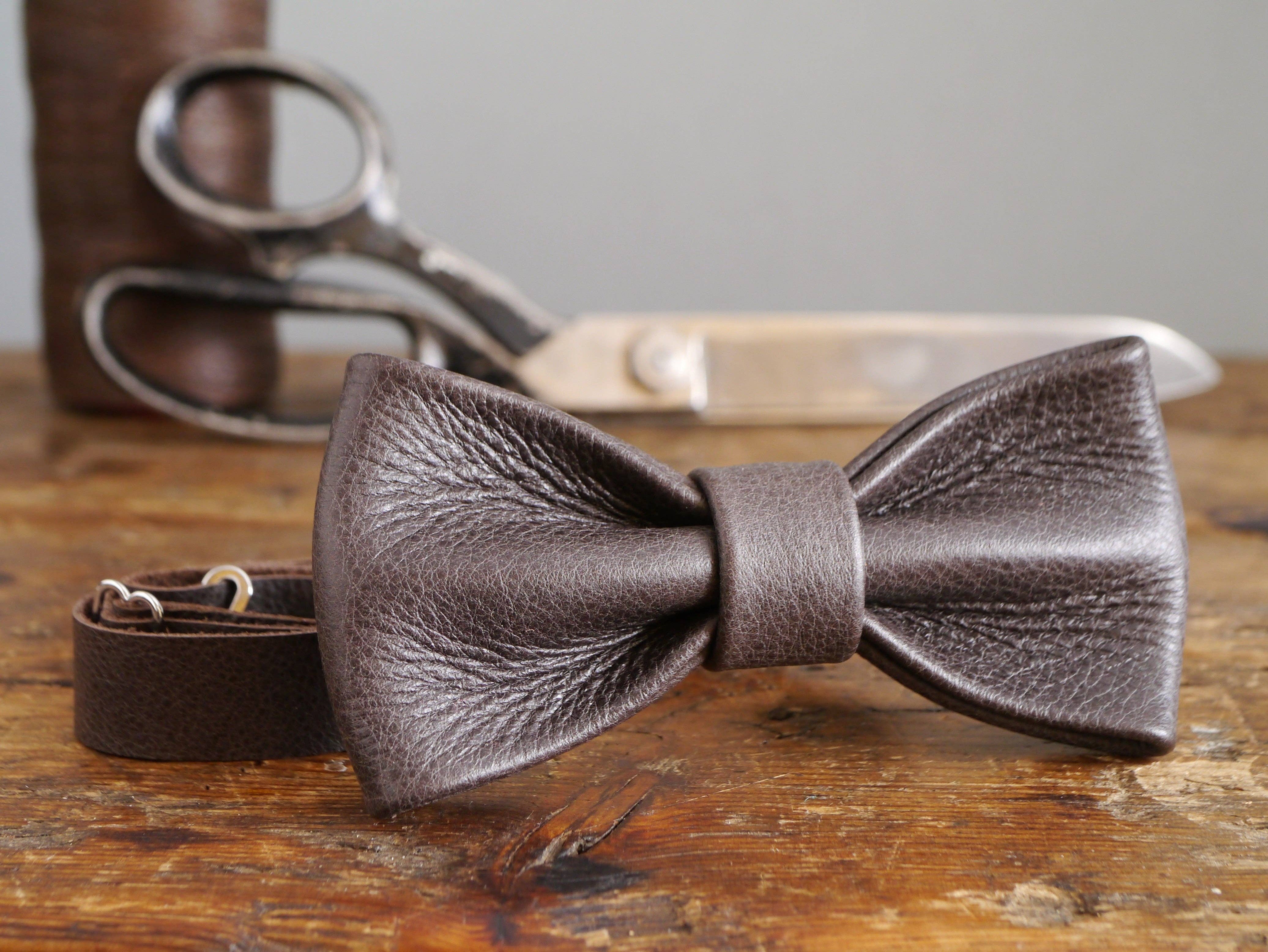 Kingsley Leather - Wholesale Bow Tie - Men's - Leather Bow Tie - Espresso Brown1