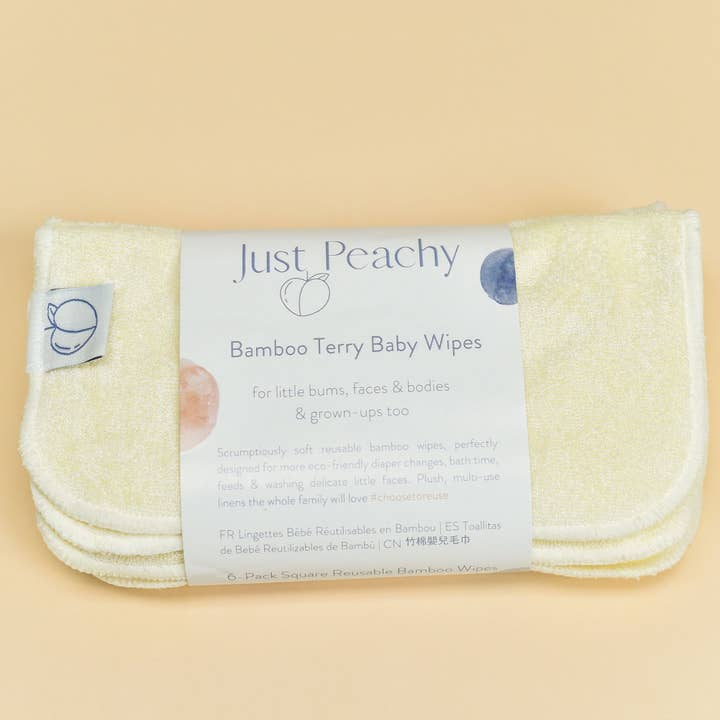Bamboo Terry Reusable Baby Wipes 6 Pack - Dove for wholesale by Just Peachy
