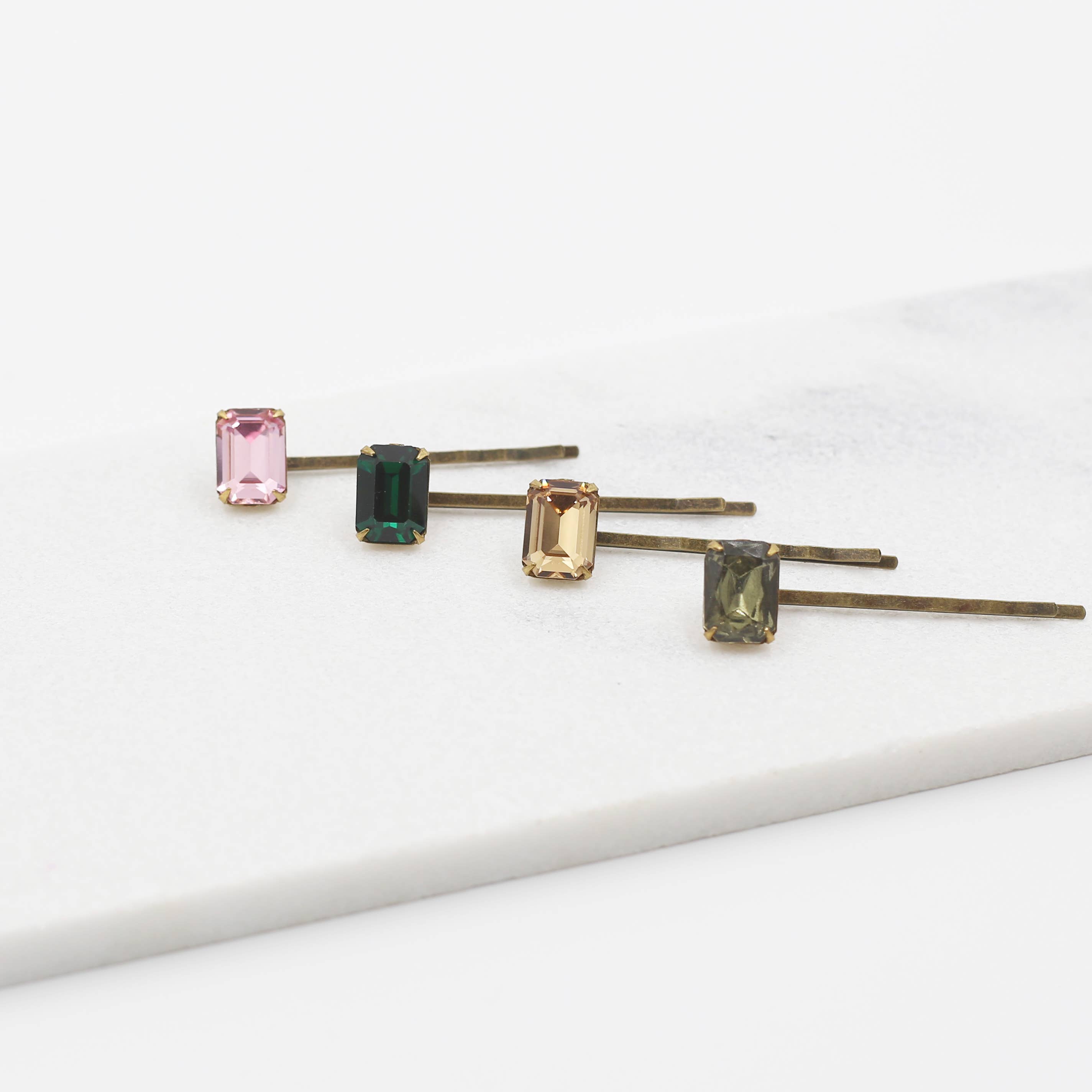 Acute Designs – wholesale Hair pin – Octagon Swarovski Hairpins - four colors choices1