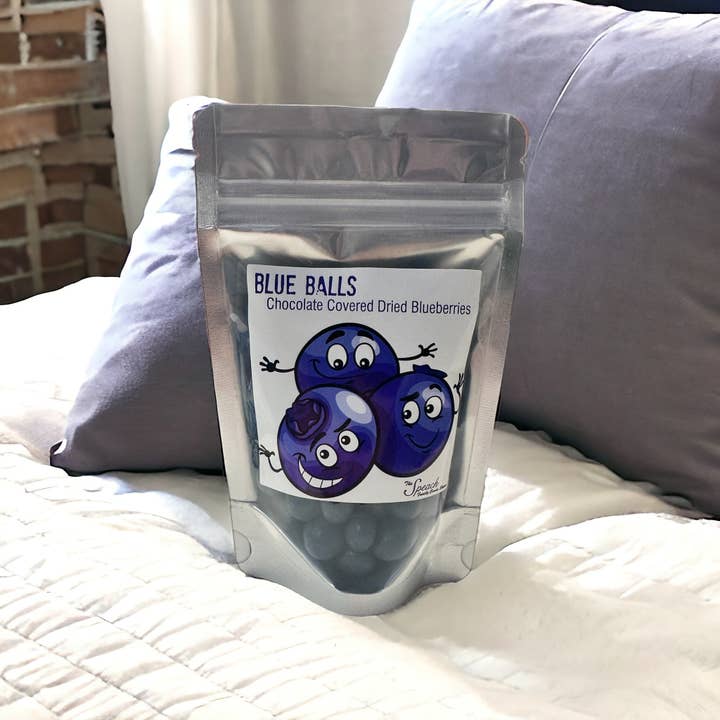 Speach Family Candy Shoppe - Wholesale Chocolate Covered Sweets - Blue Balls - Chocolate Covered Dried Blueberries