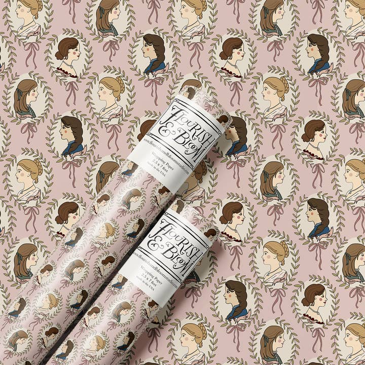 Little Women Pink Wrapping Paper Roll for wholesale by Flourish & Bloom Studio