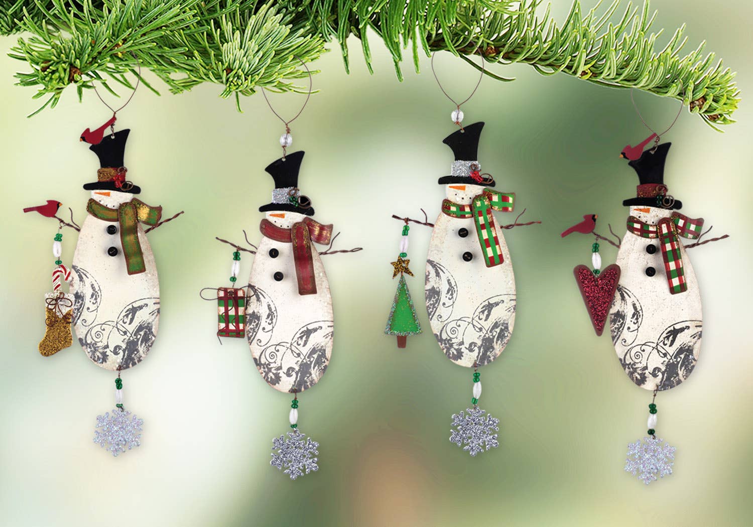 Sunset Vista Designs - Wholesale Ornament Set - Christmas Vintage Snowman Ornament 2 Asst2
