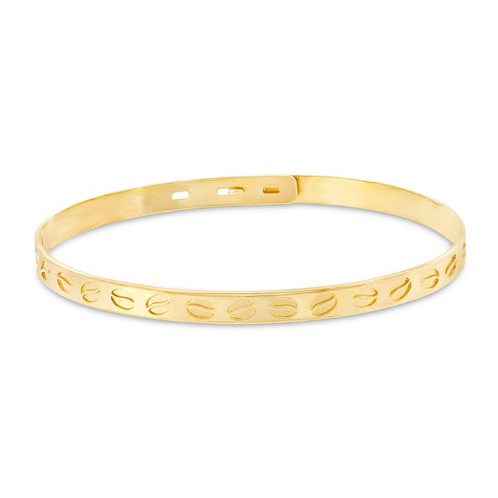 925 yellow gold plated coffee bean bangle for wholesale by Enomis
