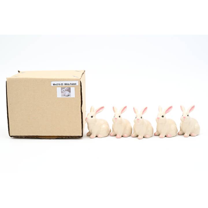 Art Floral Trading LLC - Wholesale Decorative Figurine - MiniS219-2D Miniature Ceramic Tiny S White Rabbit (set of 5)7