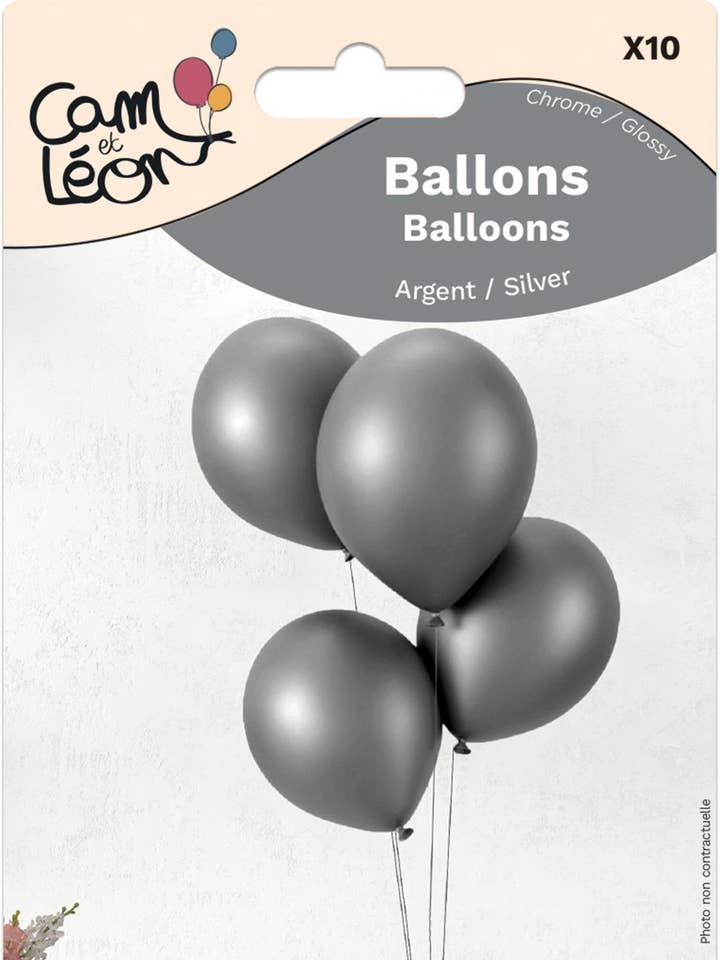 C&L Chrome Balloon Ø 30cm - Pack of 10 - Silver for wholesale by P'tit Clown