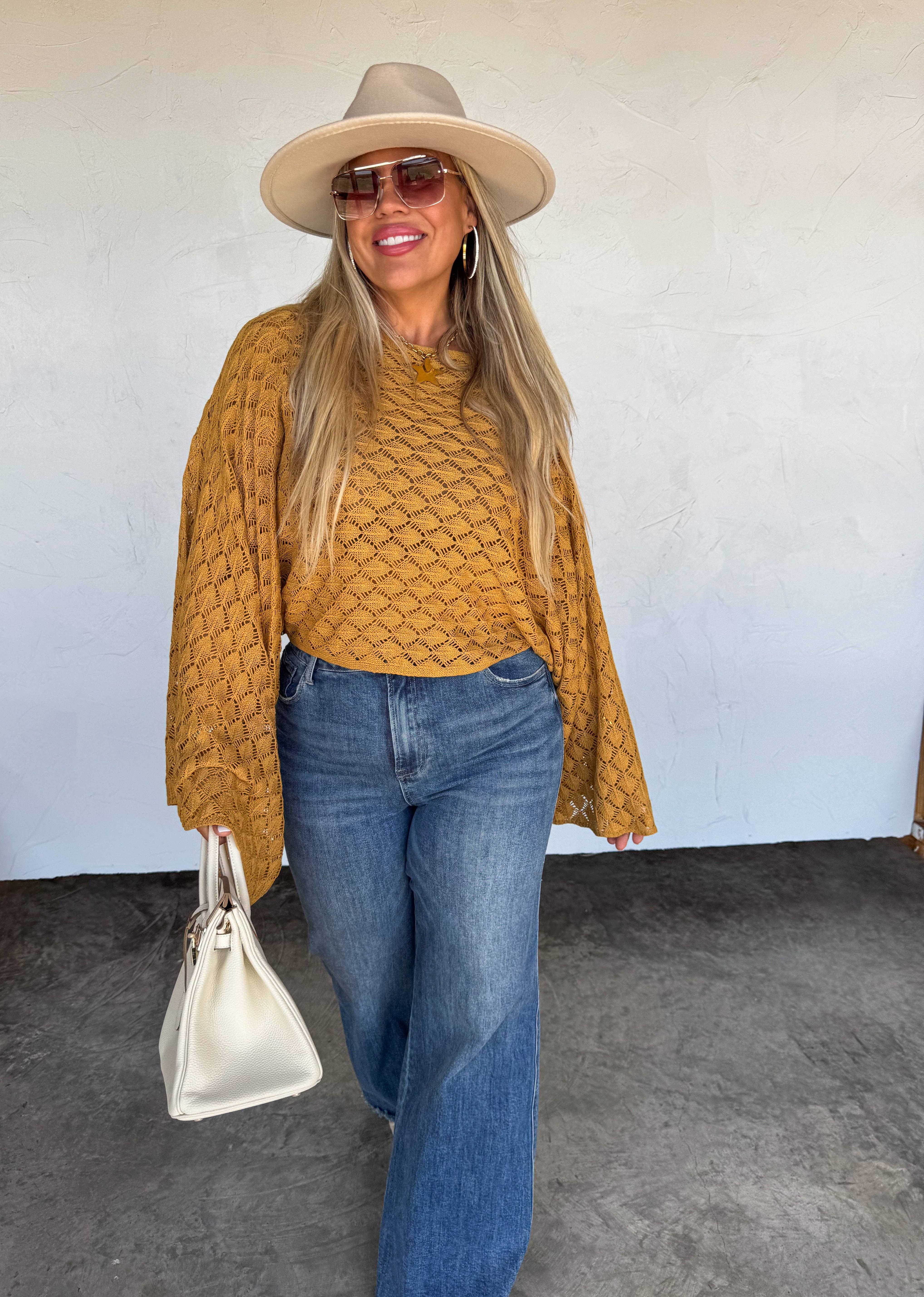 BLAKELEY - Vente Haut en maille – femme - TOP À MANCHES ÉVASÉES ESPRIT LIBRE COULEURS D'AUTOMNE3