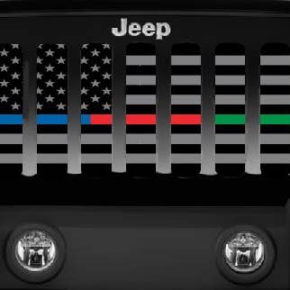 American Tactical Back the Blue, Red, Green Jeep Grille Mesh for wholesale by Dirty Acres