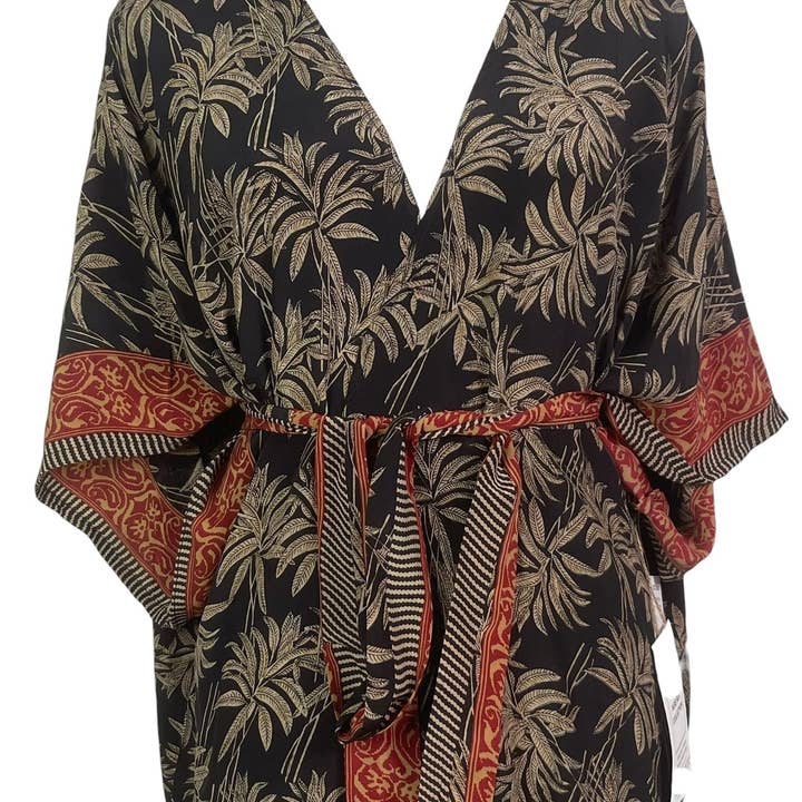 Giacca Avatar in Pura Seta con Maniche a Kimono e Cintura PRC8626 per la vendita all'ingrosso da parte di sariKNOTsari