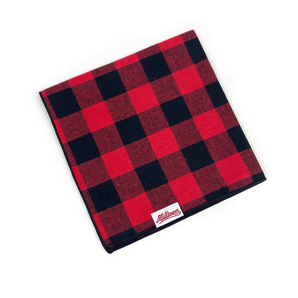 Milltown Brand - Vente Bandana – chien - Bandana carré pour chien - Plaid classique en forme de buffle rouge3