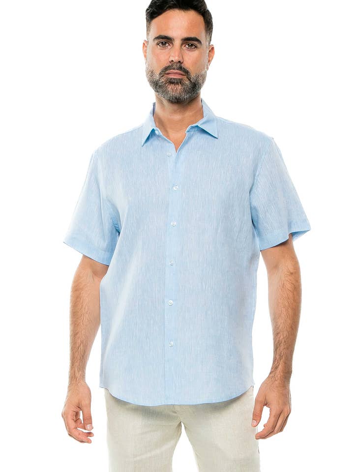 Mojito 100% Linen Short Sleeve Button-Down Shirt for wholesale by MOJITO COLLECTION
