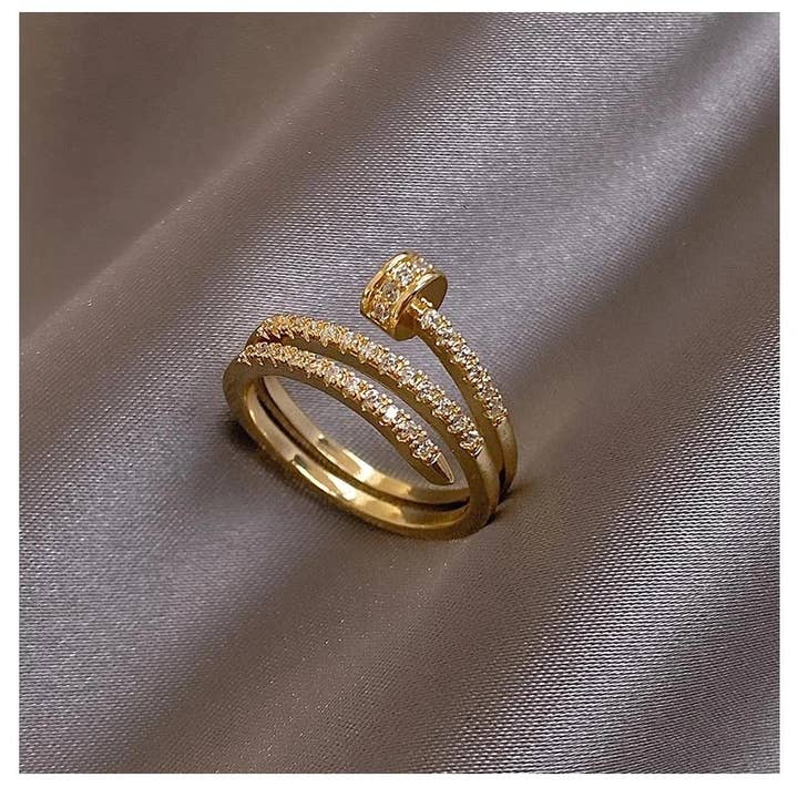 Gemscape UK - Wholesale Multi-Stone Ring - Spiral Open Ring (Adjustable) Gold