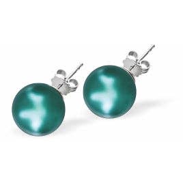 Kristallpärlörhängen i iriserande tahitiskt grönt för wholesale av Byzantium Collection Ltd