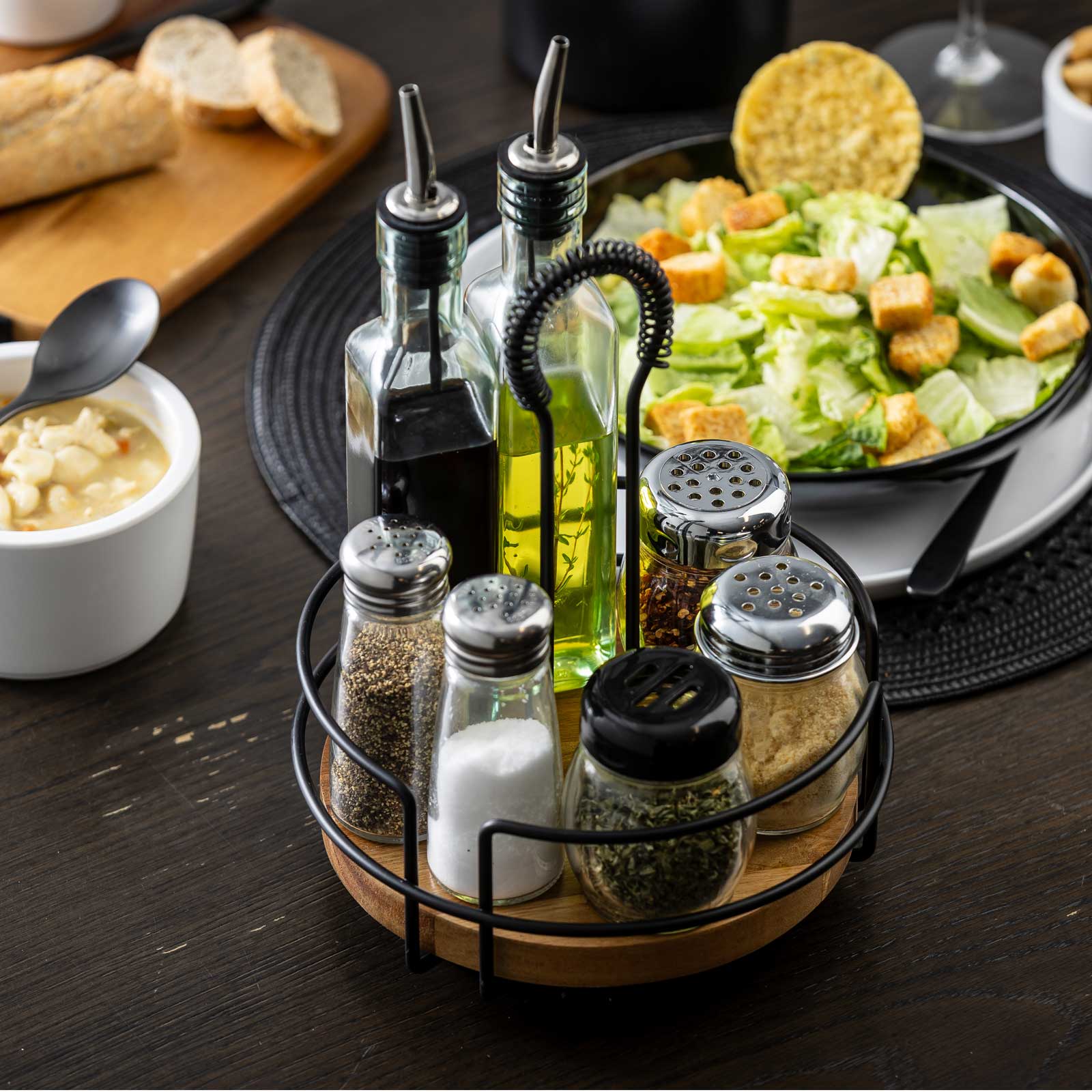 TableCraft Products Company - Wholesale Condiment/Dip Bowl - Round Rotating Tabletop Caddy, 8.5" dia x 10.5" height9