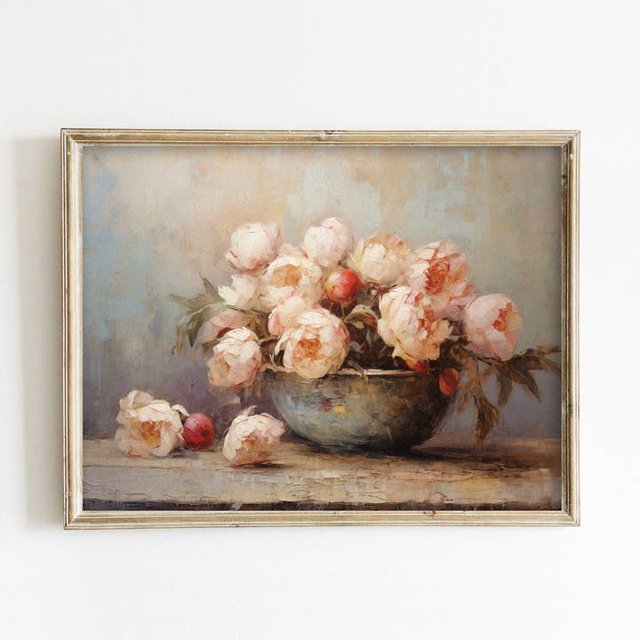 Schale mit Pfingstrosen, Kunstdruck zum Valentinstag für den Großhandel von Paper House Print Shop