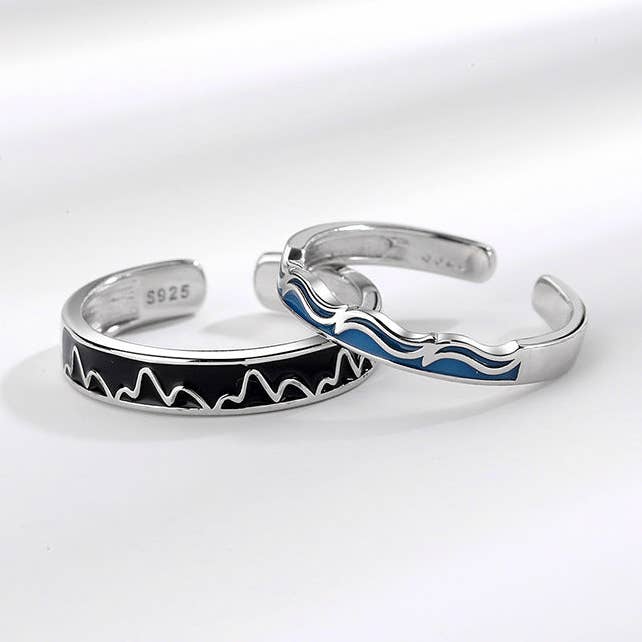 Anéis duo prata « ondas de amor » – BohemeForever por atacado de BOHEMEFOREVER