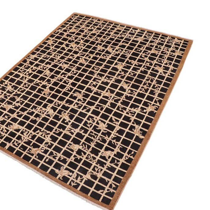 Bohemian Ziegler Justine Black/Beige Wool&Silk Rug - 7'10'' x 10'2'' for wholesale by Arshs Fine Rugs