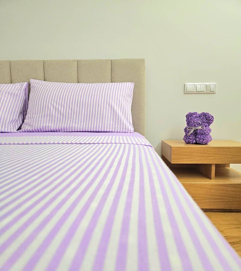 Dragonfly Textile - Vente Parure de lit - Draps en flanelle 100% coton couleur lavande pour lit double1