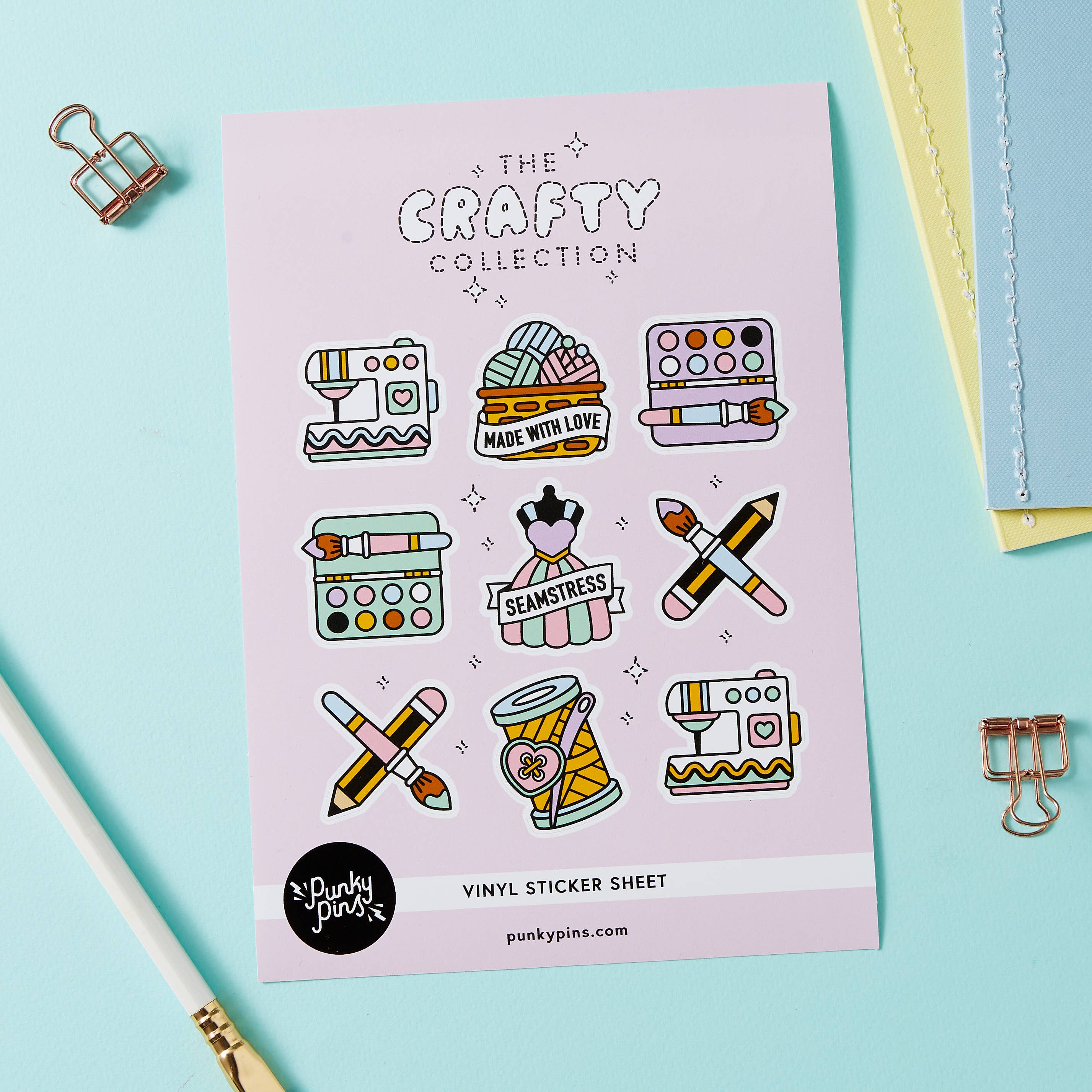 Punky Pins – Adesivo por atacado – Folha de adesivos de vinil Crafty Collection A52
