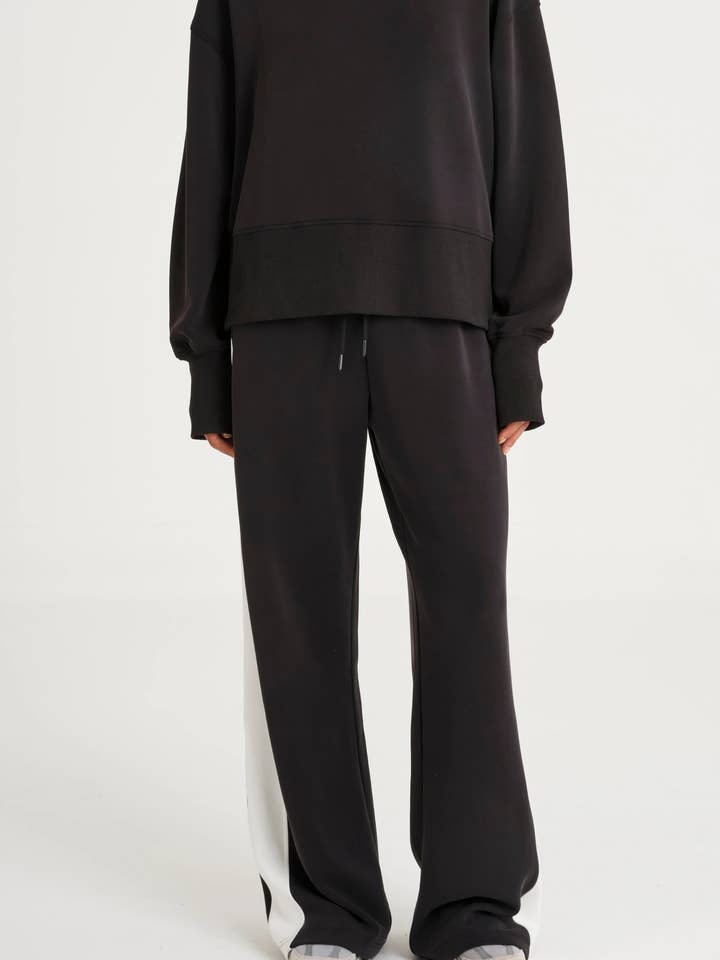 Soft Luxury Contrast Wide Leg Track Pant for wholesale by All Fenix