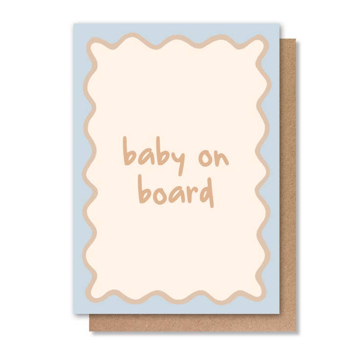 BABY ON BOARD - BLUE GREETING CARD for wholesale by How Lovely