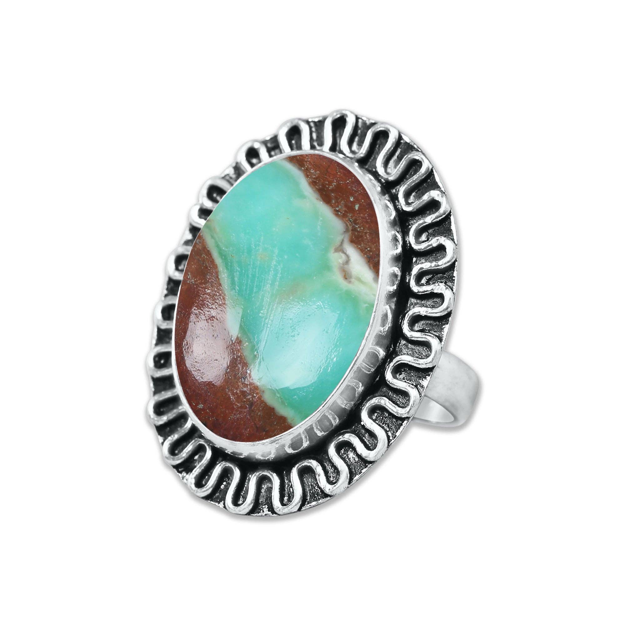 Handmade Jewels - Wholesale Cocktail/Statement Ring - Chrysoprase Matrix Rings – Silver-Plated, Handmade, Assorted Sizes (Made to Order)16