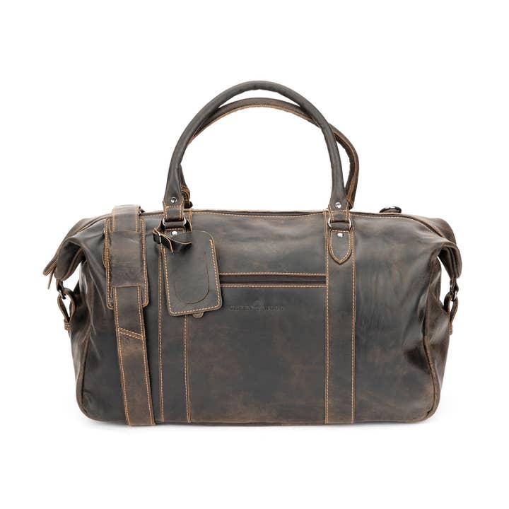 THE WEEKENDER DUFFLE BAG - BROWN GW12797BRN for wholesale by Greenwood Leather AU