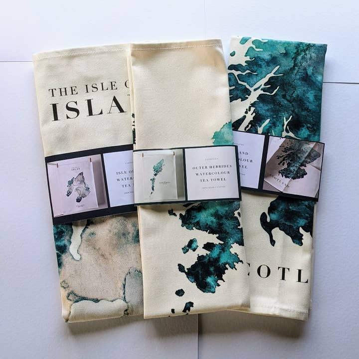 EJayDesign - Wholesale Tea Towel - Scotland Watercolour Map Organic Cotton Tea Towel7