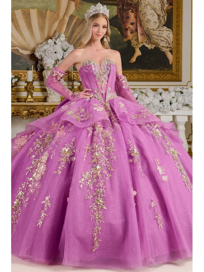 Detached Long Sleeve Sweetheart Wider Ball Gown for wholesale by Babyfox Apparel