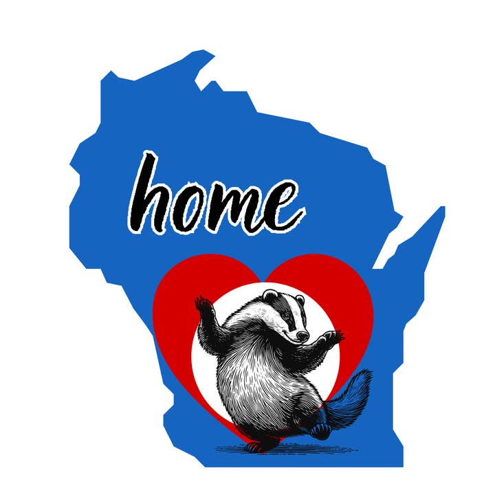 Wisconsin "Home" Die-Cut Sticker for wholesale by Jaala Spiro