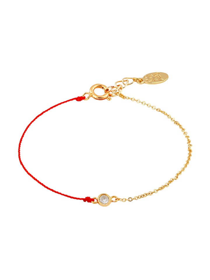Kabbalah - Red String Bracelet, Delicate CZ Chain Bracelet for wholesale by Atelier Petites Pierres