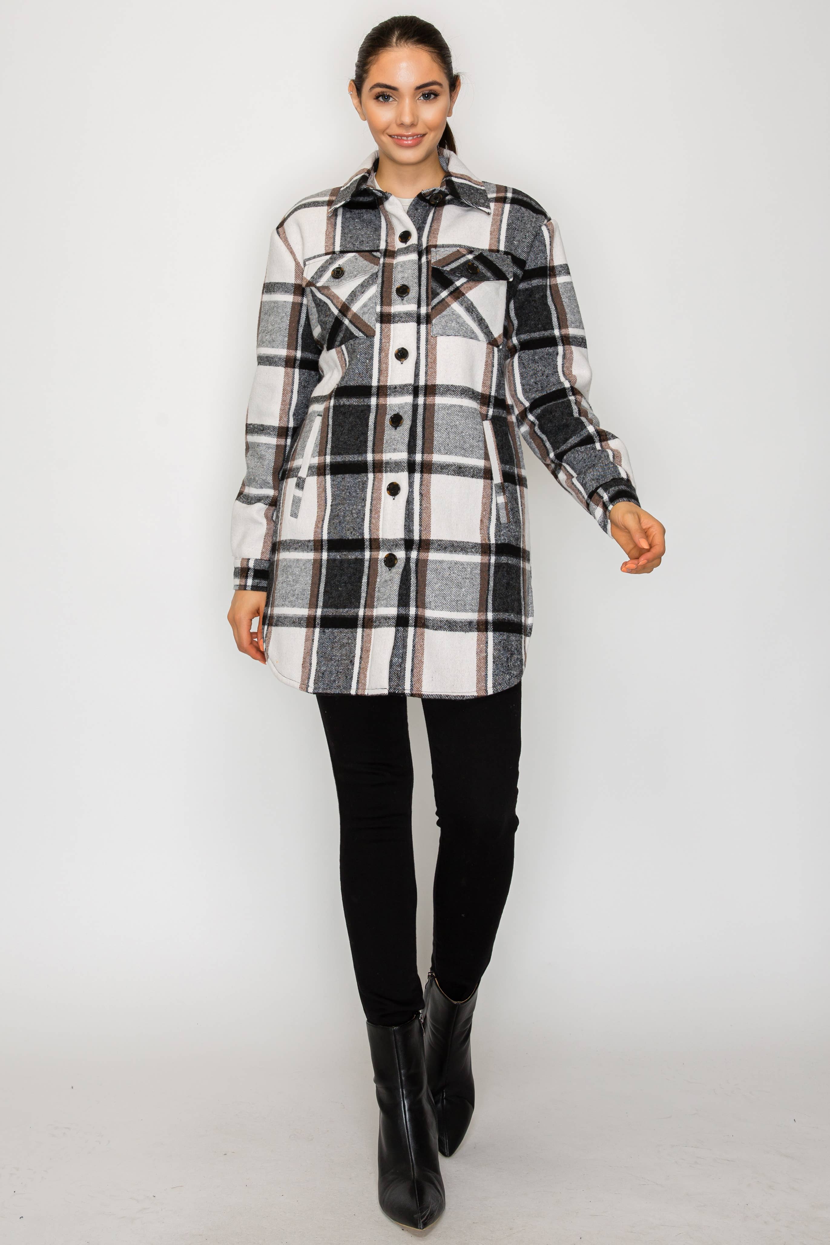 PATRONCITO USA INTERNATIONAL, INC - Wholesale Shirt Jacket/Shacket - Women's - Women Plaid Long Button Shirts Jackets (Shakets) LJ450-202550