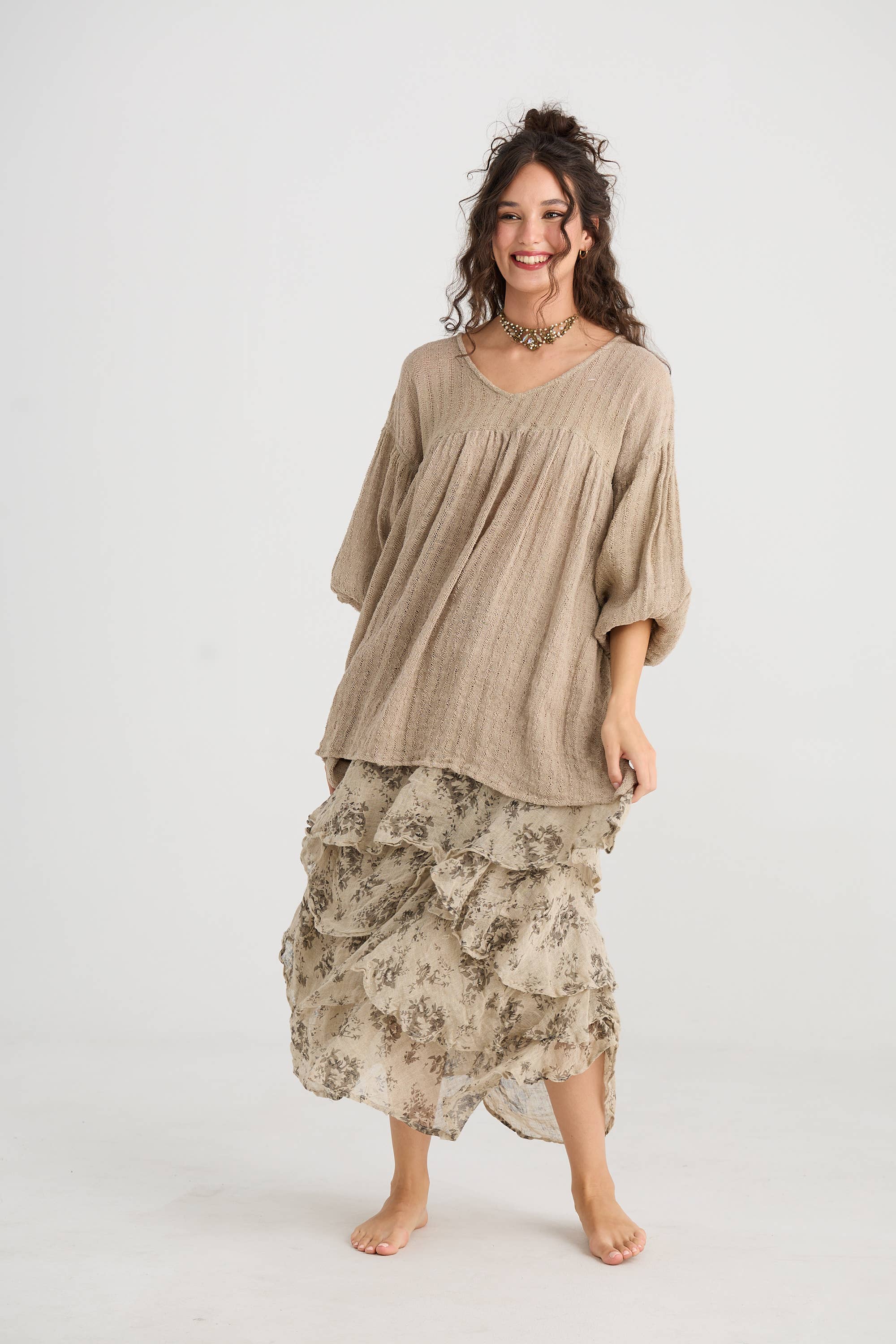 Miss Rose Sister Violet – wholesale Skirt – Women’s – WOMEN'S - Angelica Linen gauze floral skirt.7