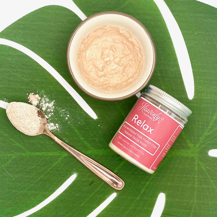 Relax Natural Pink & Kaolin Clay Face Mask Pot 30g 6 Masks for wholesale by Heavenly Bubbles