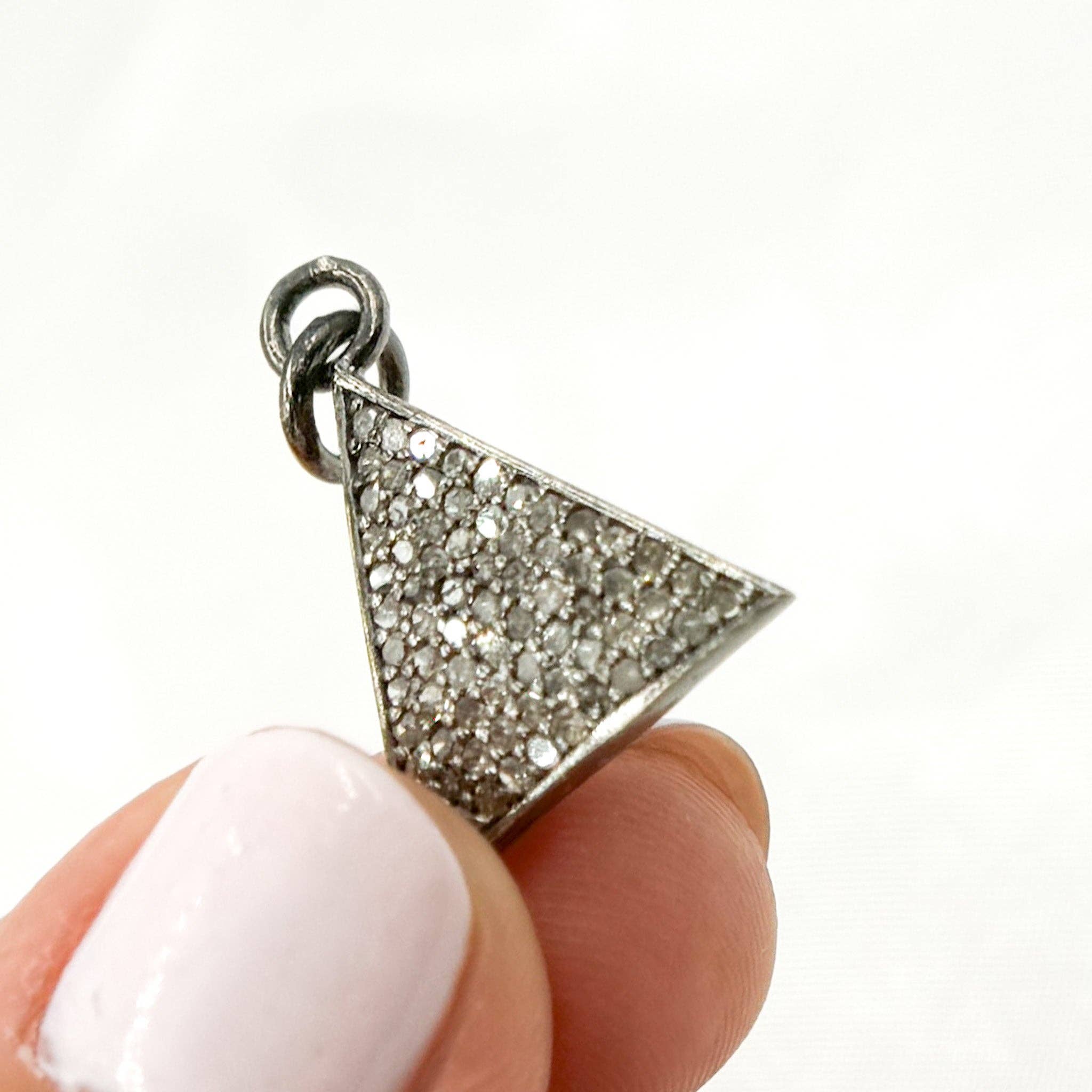 Tresor Jewelry Inc. - Wholesale Individual Charm/Pendant - DC293. Diamond Sterling Silver Triangle Charm4