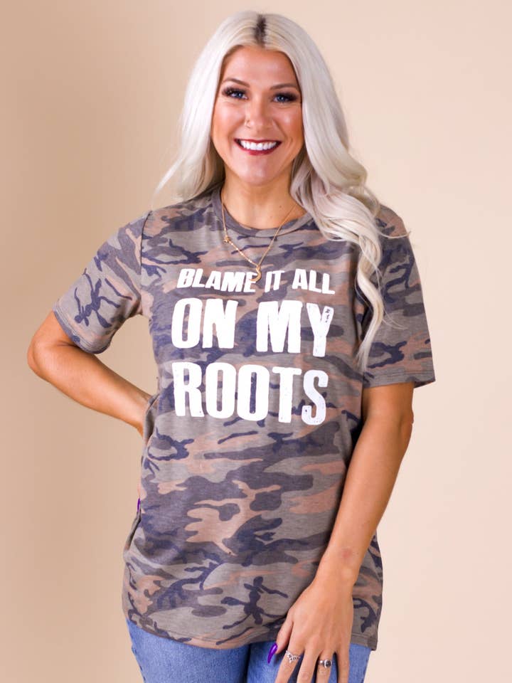 Schuld an meinem Roots-Camo Tee für den Großhandel von Nellie Mae Wholesale