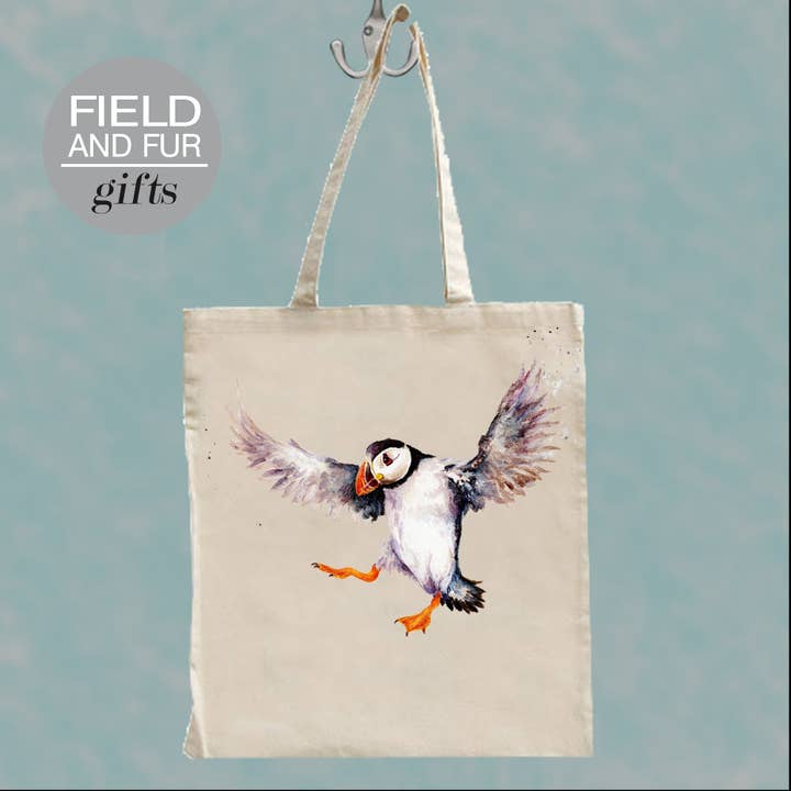 Flying Lessons, borsa per la spesa a forma di pulcinella per la vendita all'ingrosso da parte di Field and Fur Gifts