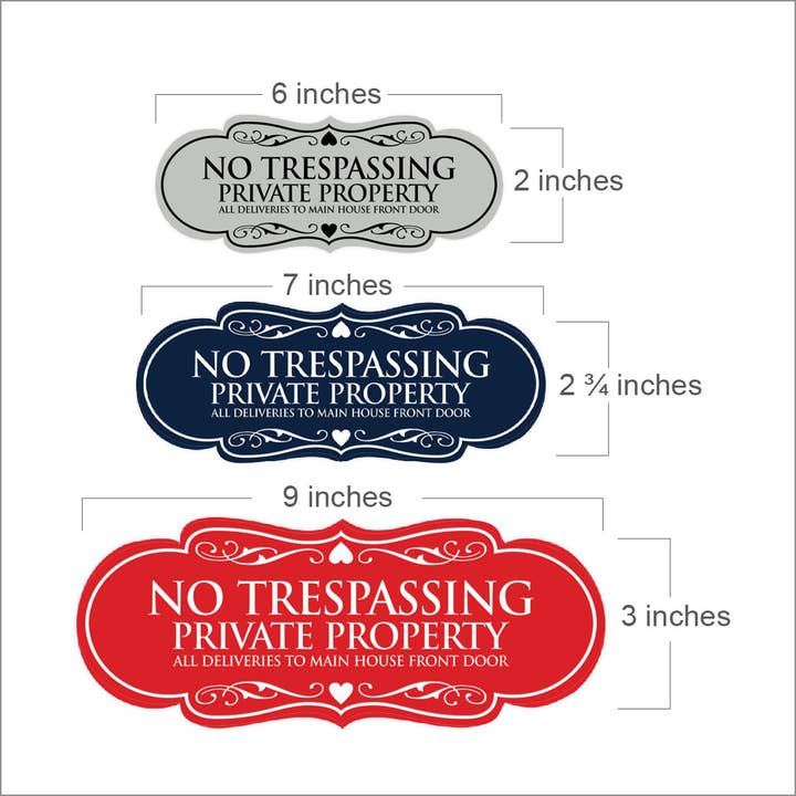 Signs ByLITA Designer No Trespassing Private Property Sign All Deliveries to Main House Front Door Sign for wholesale by All Quality