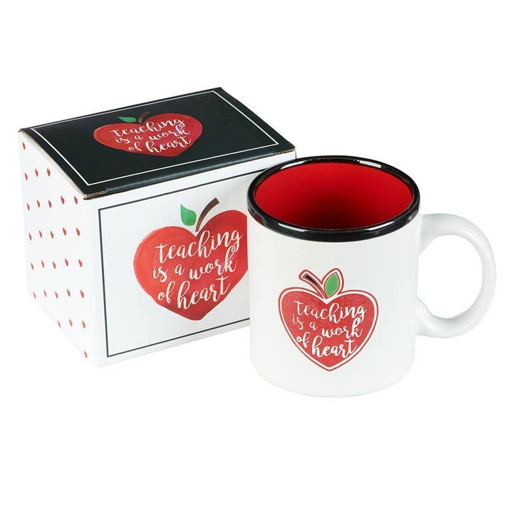 Christian Art Gifts - Vente Tasse à café - Mug blanc/rouge Apple Teaching is a Work of Heart1