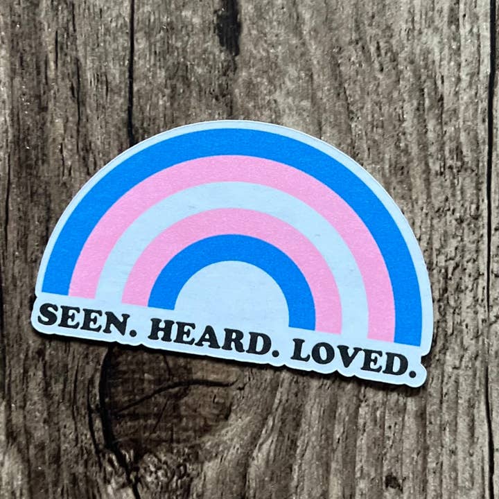 Transgender Rights Rainbow Die Cut Laptop Sticker for wholesale by S&Y Brand Paper co.