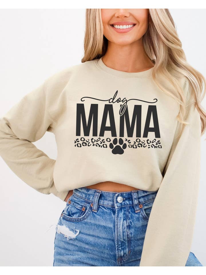 Desert Raine - Wholesale Graphic Sweatshirt - Women's - Dog Mama Crewneck Sweatshirt