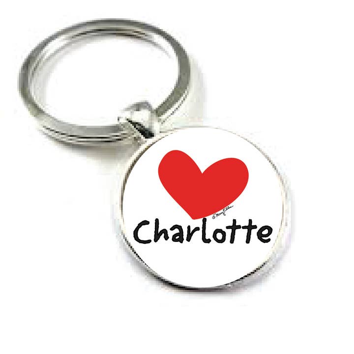 Mary Ellis - Wholesale Keychain - Unisex - Charlotte North Carolina Keychain | Heart Charlotte Key Ring