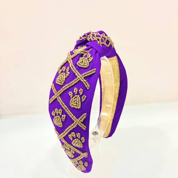 OBX Prep - Wholesale Haarband - Dames - Pootafdruk Zaad Kralen Teamgeest Topknoop Haarband – Cheer3